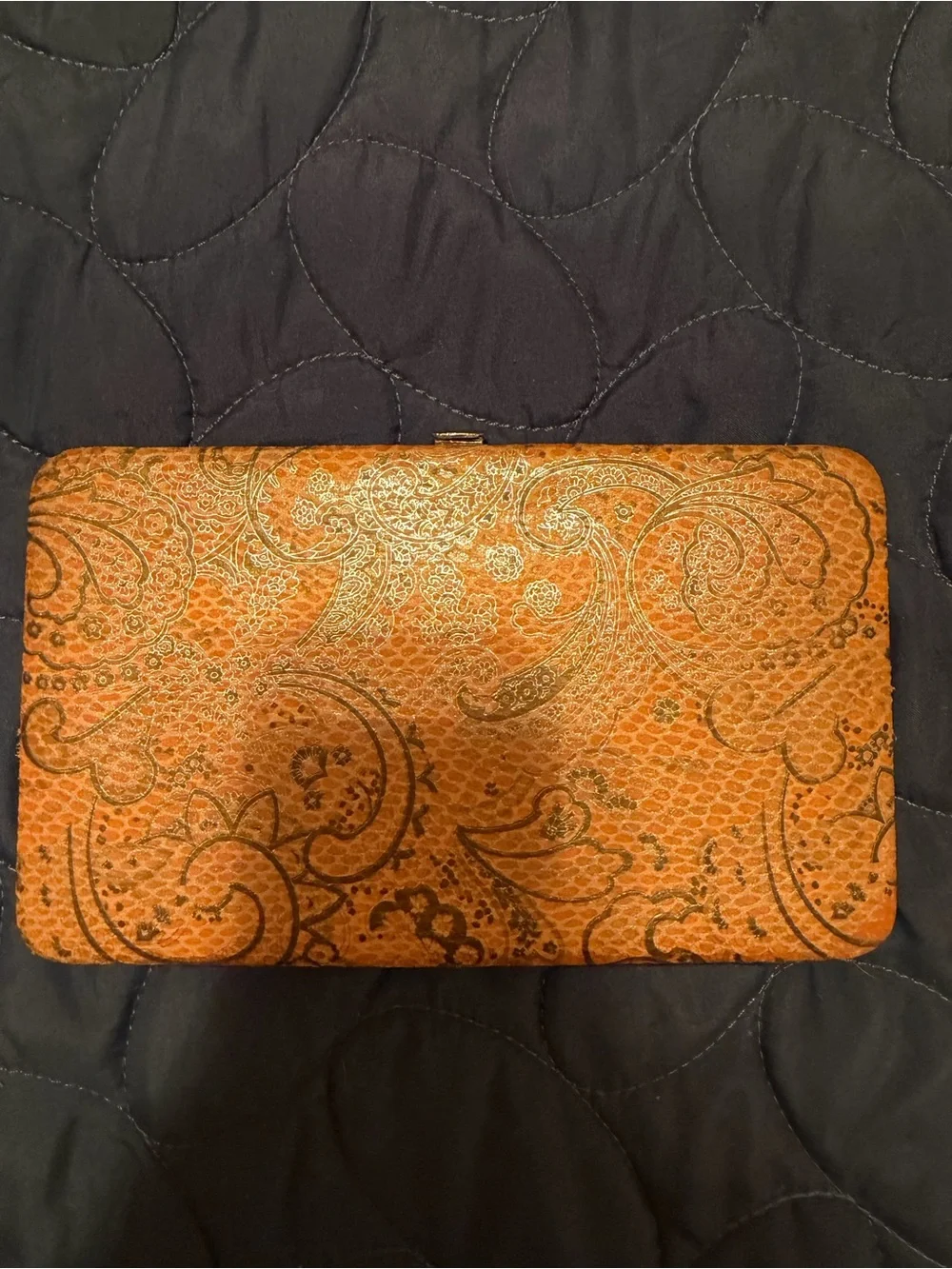 NWOT - Elegant Orange Paisley Embossed Clutch Wallet